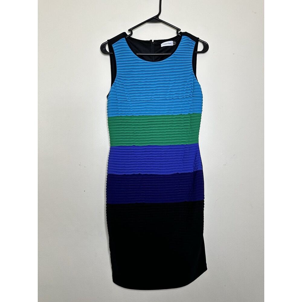 Calvin Klein Multi Color Layered Sheath Dress Wom… - image 1